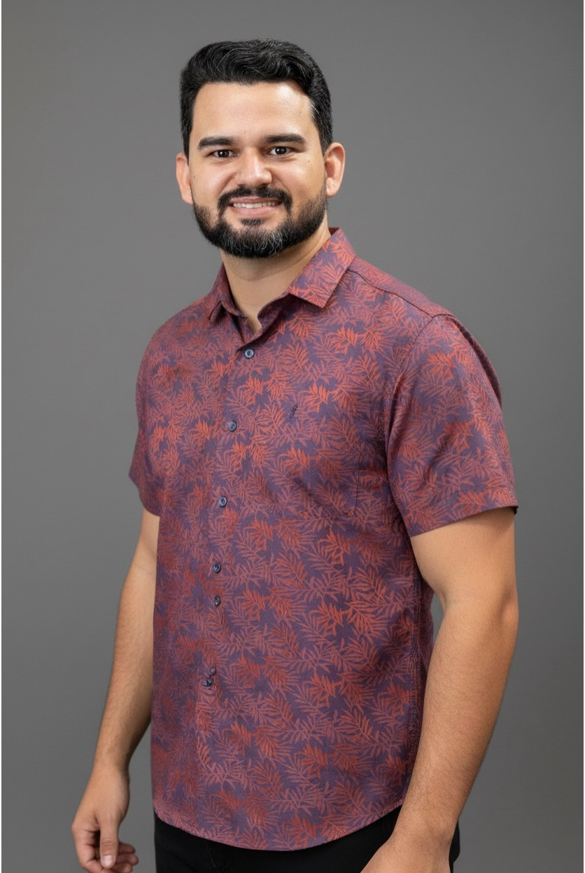 Camisa Masculina Manga Curta Sibra Tropical Ref.mc3370 — Bali