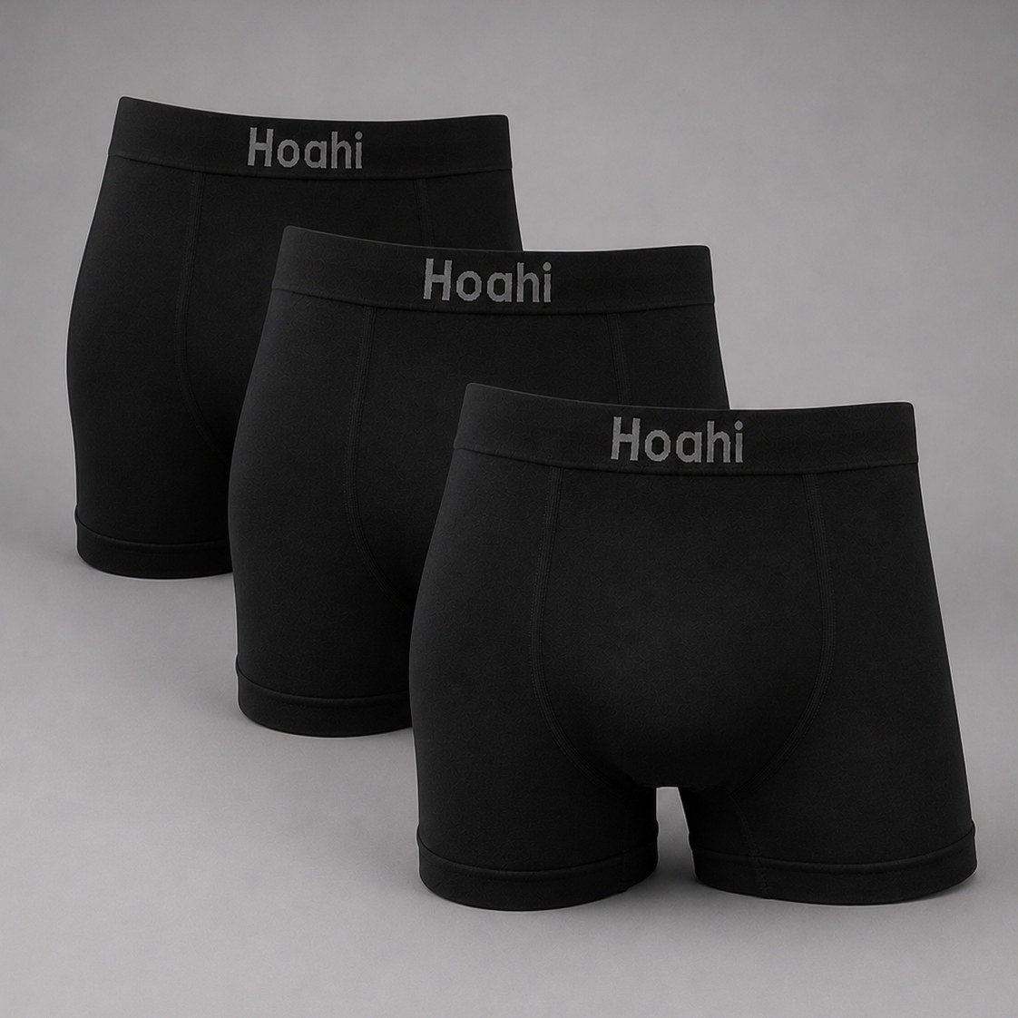 Kit 3 Cuecas Boxer Sem Costura HOAHI em Poliamida Microfibra — PTO/PTO/PTO