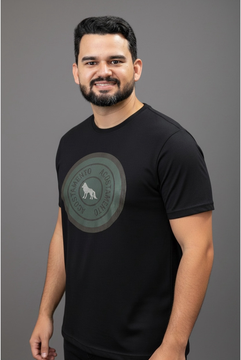Camiseta Masculina Auto Relevo Acostamento Ref.96102133 — Preto