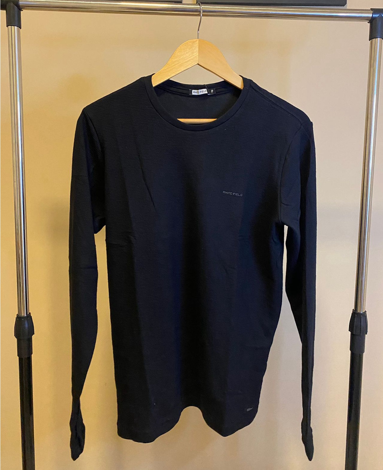 CAMISETA MASC. TRICOT CONFORT MANGA LONGA - PRETO REF.90220 — Preto