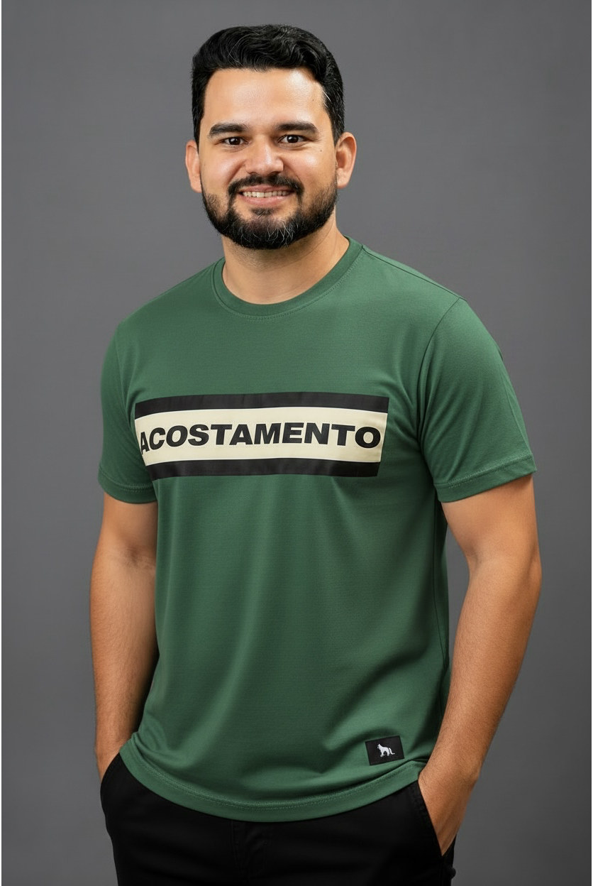 CAMISETA MASC. ELASTANO ACOSTAMENTO - VERDE MILITAR REF.96102131 — Verde Militar